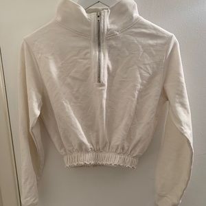 Cream Cropped Zip Up Jacket